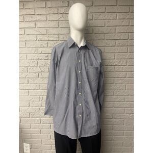 Stafford Easy Care Striped Button Down Long Sleeve Shirt Size 17 (32-33)